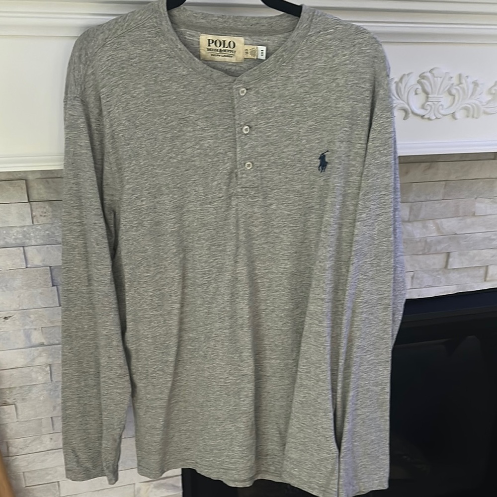 Polo by Ralph Lauren Gray Long Sleeve Henley Shirt
